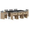 vidaXL Garden Dining Set 9 pcs Beige Poly Rattan