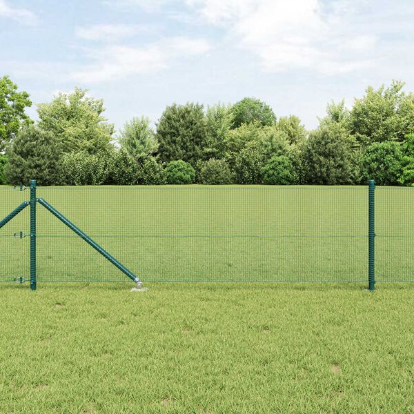 vidaXL Fence Post Green 100 x 0.4 m (12 x 12 mm mesh) Steel and PVC