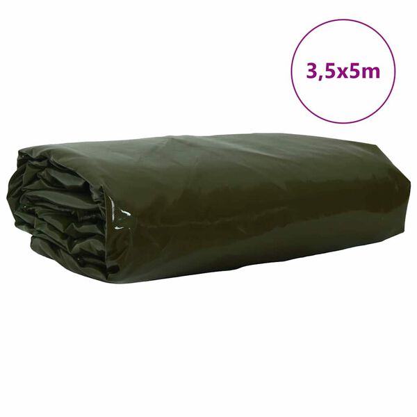 vidaXL Tarpaulin 650g / m&sup2; Olive Green 3.5 x 5 m Canvas with PVC Coating
