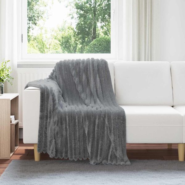 vidaXL Throw Blanket Dark Grey 150 x 130 cm Fleece
