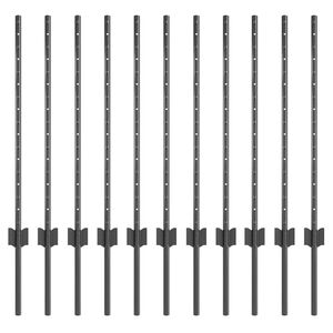 vidaXL Embedded Fence Post 11 pcs Grey 120 cm Powder-Coated Steel