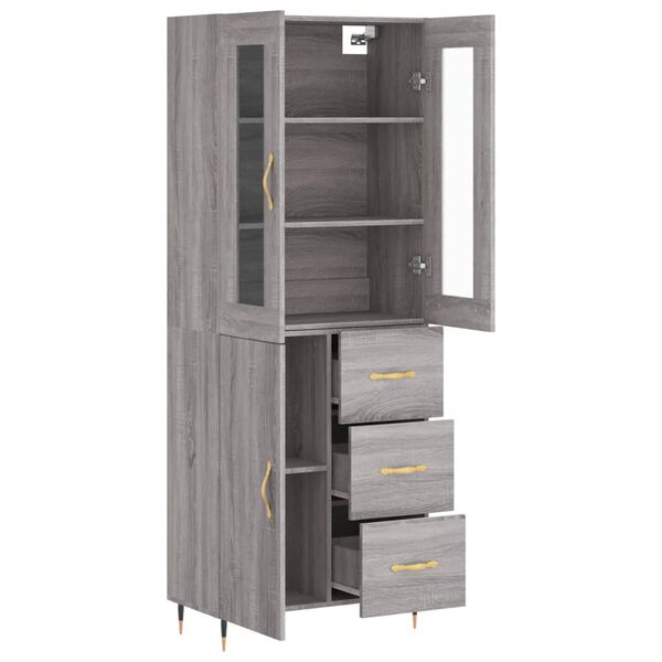 vidaXL Highboard Grey Sonoma 69.5x34x180 cm Engineered Wood