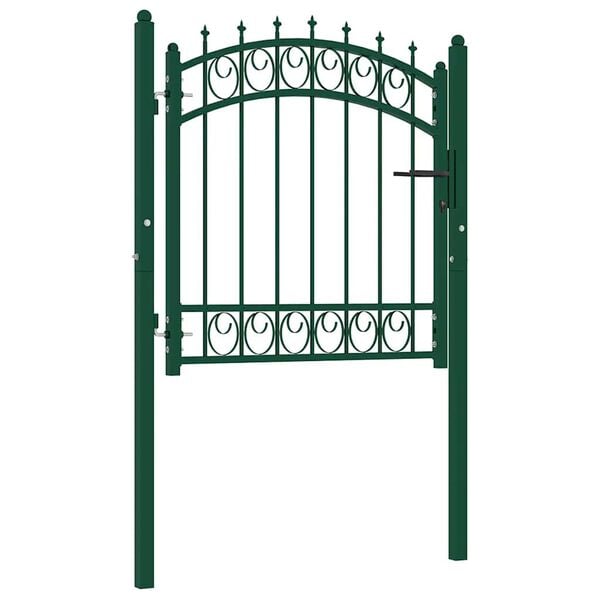 vidaXL Fence Gate with Spikes Steel 103x97 cm Green