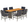 vidaXL 7 Piece Garden Dining Set with Cushions Grey Poly Rattan