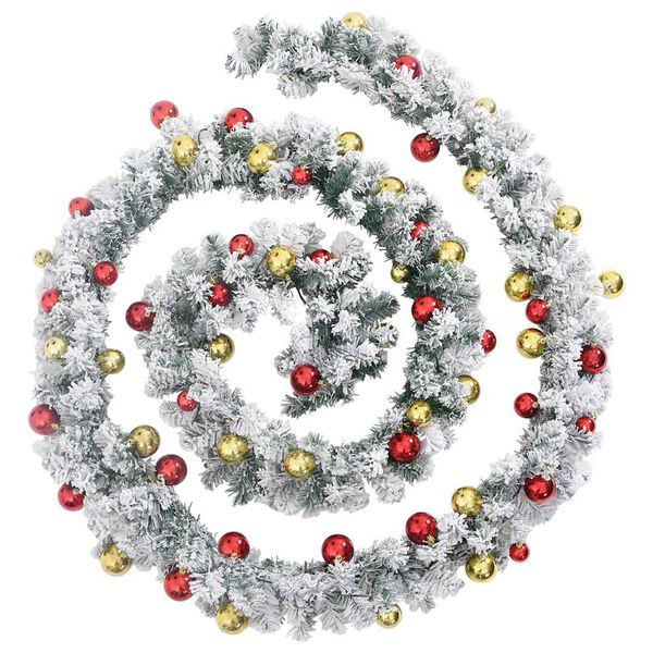 vidaXL Christmas Garland with Baubles and LED Lights Green 20 m PVC