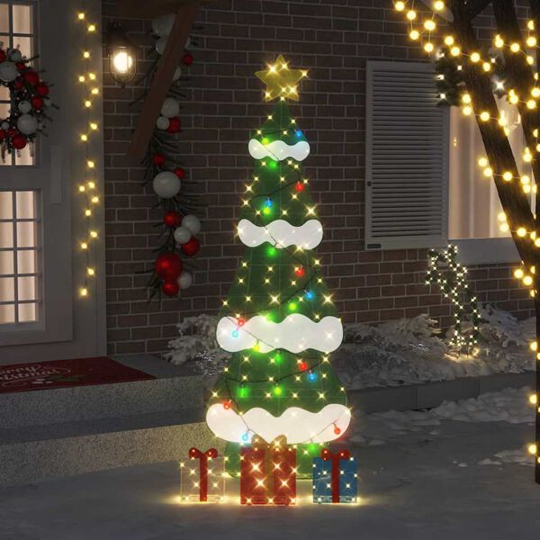 vidaXL Lighted Christmas Tree with 3 Gift Boxes 2D Warm White 210 cm