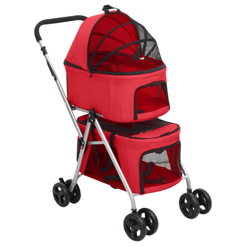 vidaXL 2 Layers Folding Dog Stroller Red 83x48x97 cm Oxford Fabric vidaXL