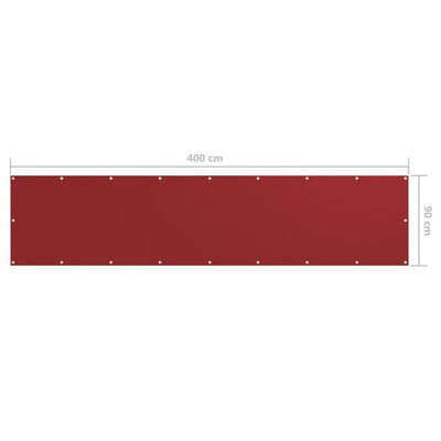 vidaXL Balcony Screen Red 90x400 cm Oxford Fabric