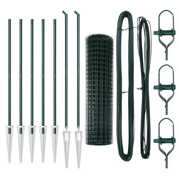 vidaXL Fence with Post Green 1.2 x 10 m Steel and PVC