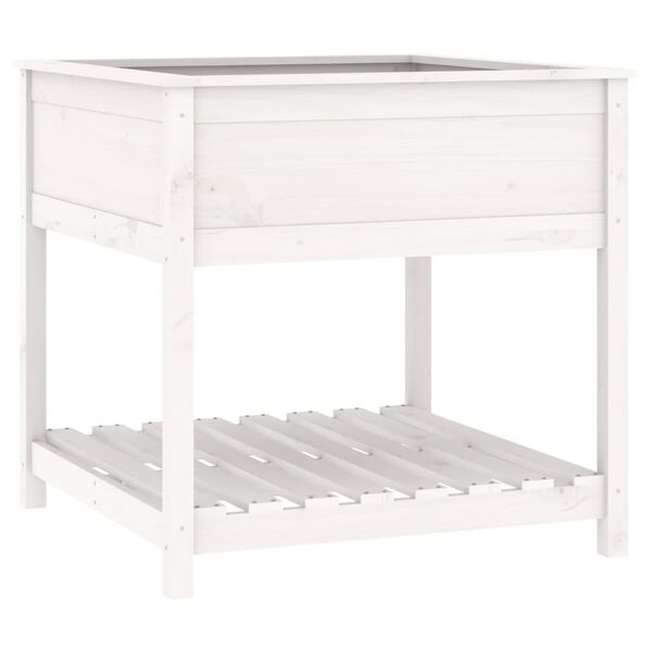 vidaXL Planter with Shelf White 82.5x82.5x81 cm Solid Wood Pine