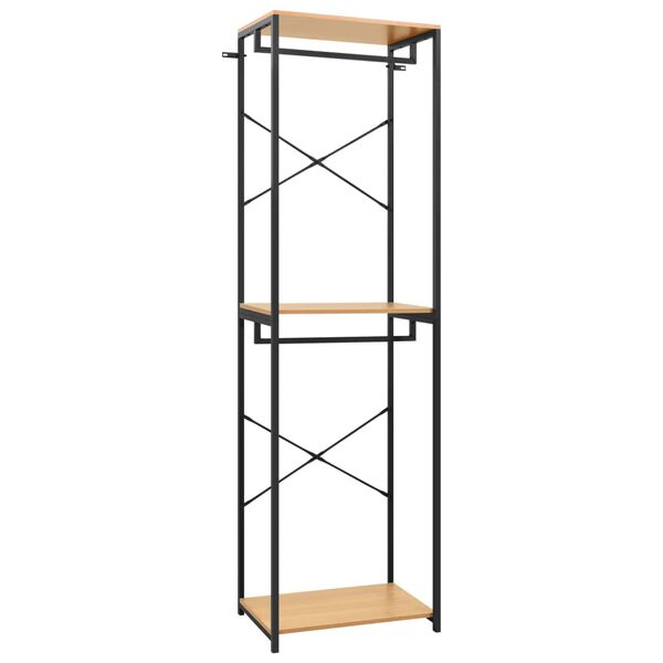 vidaXL Wardrobe Black and Oak 60x40x213 cm Metal and Engineered Wood