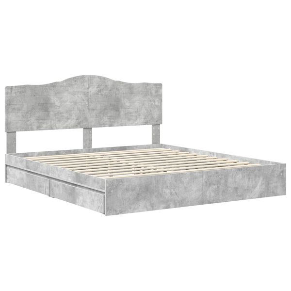 vidaXL Storage Bed Concrete Grey 180 x 200 cm Engineered Wood
