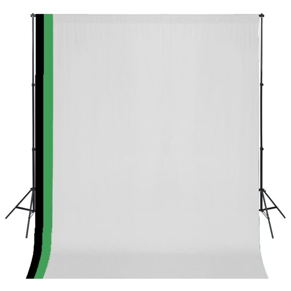 vidaXL Photo Studio Kit with 3 Cotton Backdrops Adjustable Frame 3x3m