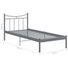 vidaXL Bed Frame without Mattress Grey Metal 90x200 cm