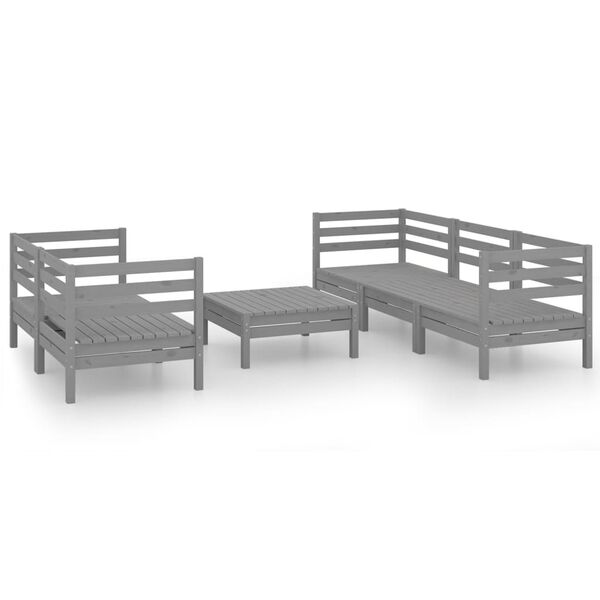 vidaXL 6 Piece Garden Lounge Set Grey Solid Pinewood