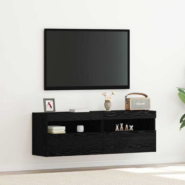 vidaXL TV Wall Cabinet Black oak 60 x 30 x 40 cm Engineered wood