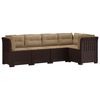 vidaXL 5-Seater Garden Sofa with Cushions Rattan Look PP Brown