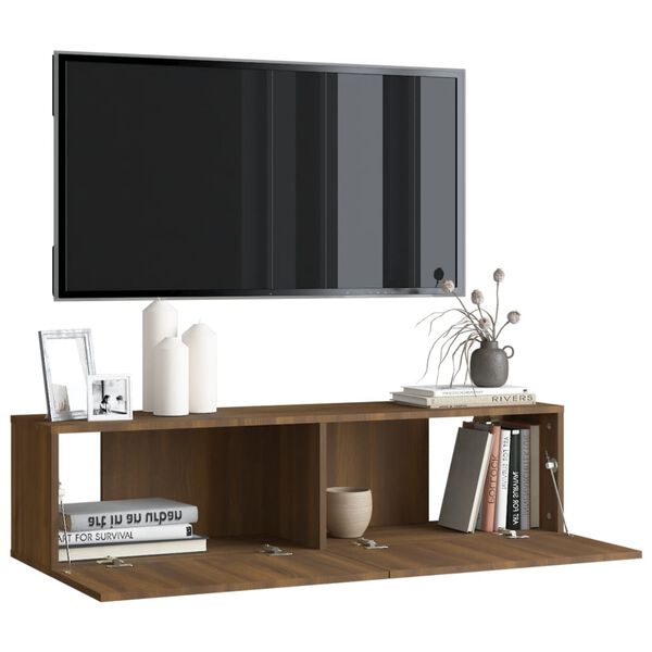 vidaXL TV Wall Cabinet Brown Oak 120x30x30 cm Engineered Wood