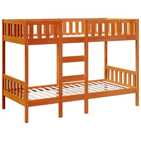 vidaXL Bunk Bed Wax Brown 90x200 cm Solid Wood Pine
