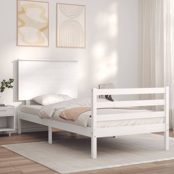vidaXL Bed Frame without Mattress White 90x200 cm Solid Wood