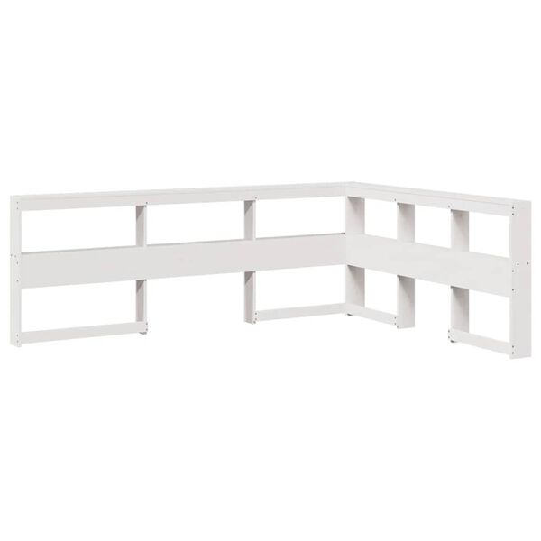 vidaXL Bookcase Headboard L-Shaped White 140 cm Solid Wood Pine