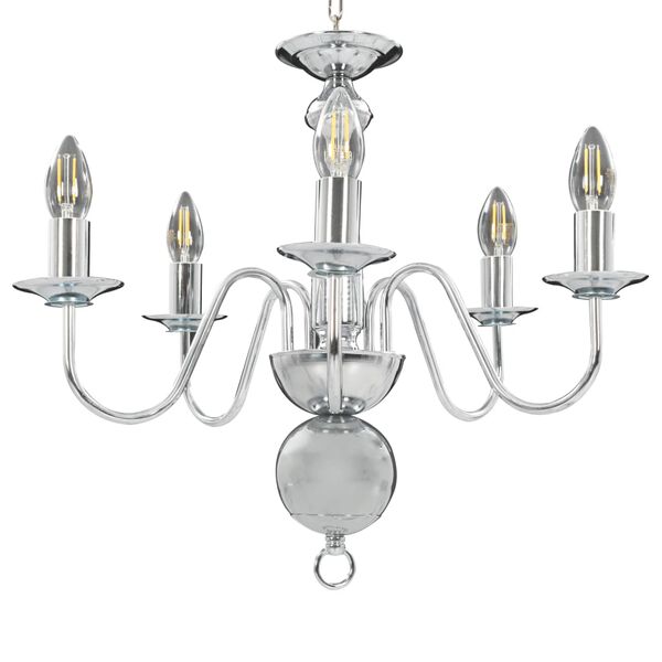 vidaXL Chandelier Silver 5 x E14 Bulbs