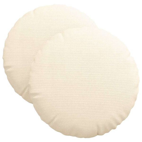 vidaXL Seat Cushions 2 pcs Cream Ø 40 cm Corduroy Fabric