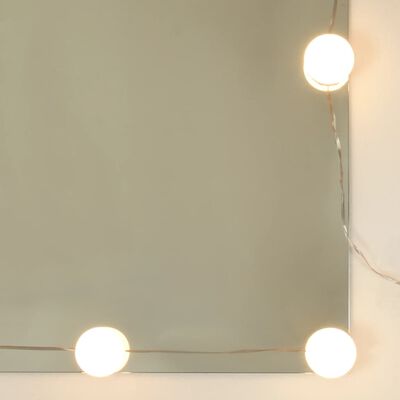 vidaXL Dressing Table with LED Lights High Gloss White 90x42x132.5 cm