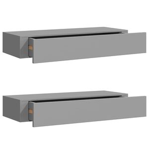 vidaXL Wall-mounted Drawer Shelves 2 pcs Grey 60x23.5x10cm MDF