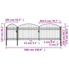vidaXL Garden Fence Gate with Arched Top Steel 1.75x5 m Black