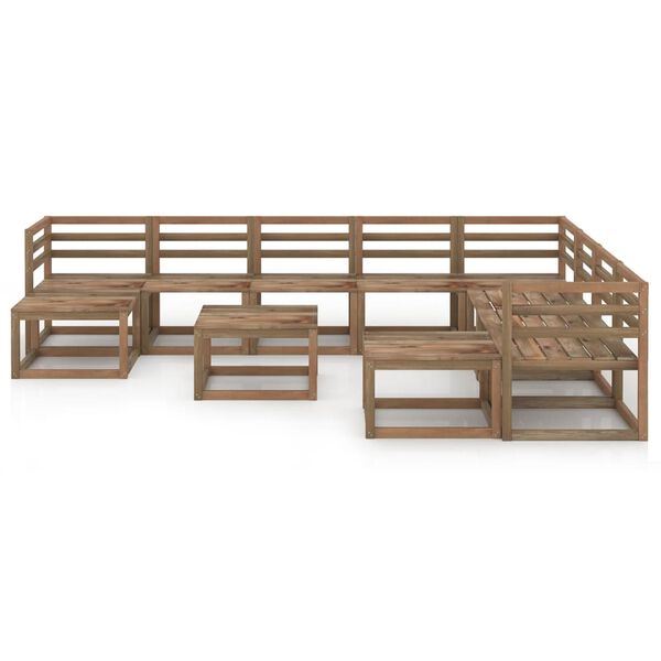vidaXL 11 Piece Garden Lounge Set Brown Impregnated Pinewood