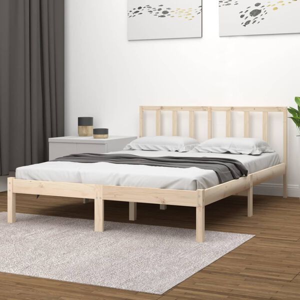 vidaXL Bed Frame without Mattress Solid Wood Pine 150x200 cm King Size King Size