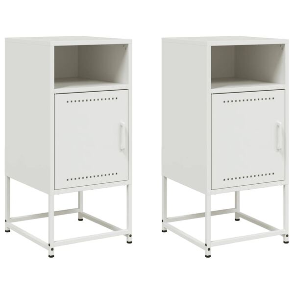 vidaXL Bedside Cabinets 2 pcs White 36x39x78 cm Steel