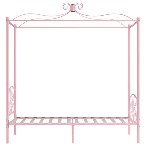 vidaXL Canopy Bed Frame without Mattress Pink Metal 90x200 cm