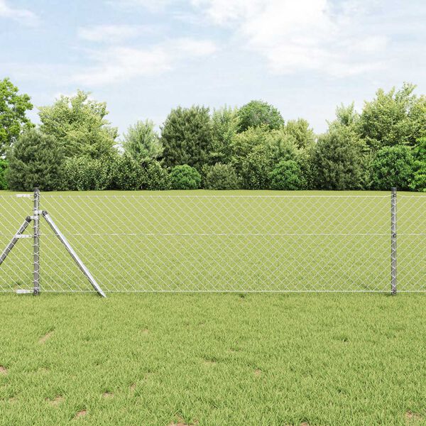 vidaXL Fence Post Silver 25 x 0.6 m (40 x 40 mm mesh) Steel