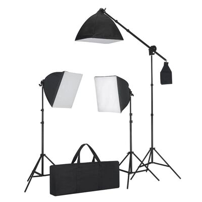 vidaXL Photo Studio Kit with Softbox Lights Backdrops and a Reflector