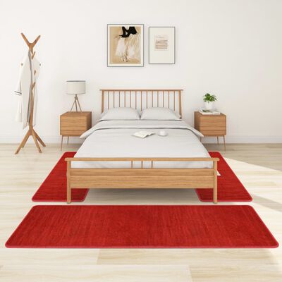 vidaXL Bed Carpets Shaggy High Pile 3 pcs Red