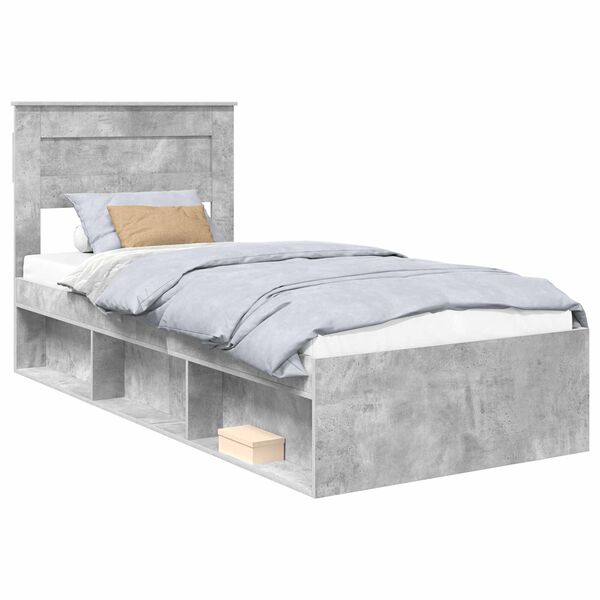 vidaXL Bed Frame with Drawer Concerte Grey 75 x 190 cm Solid Pine Wood