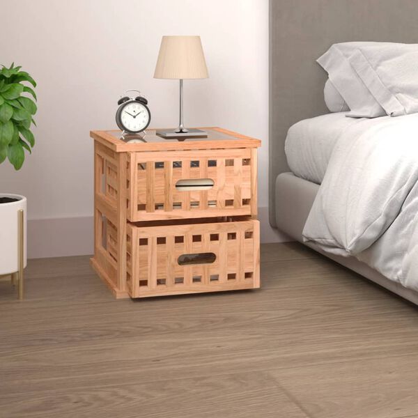 vidaXL Bedside Cabinet 34x34x34 cm Solid Wood Walnut