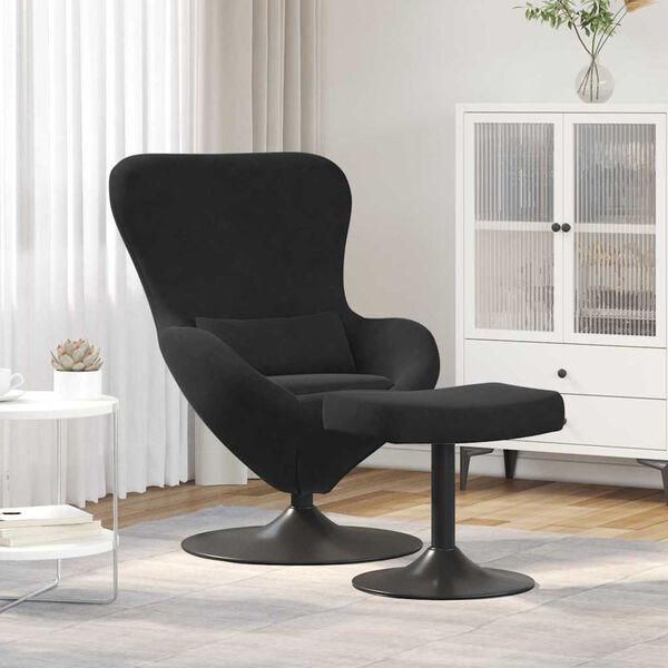 vidaXL Egg Chair with Footstool Black 63 x 73 x 90 cm Velvet