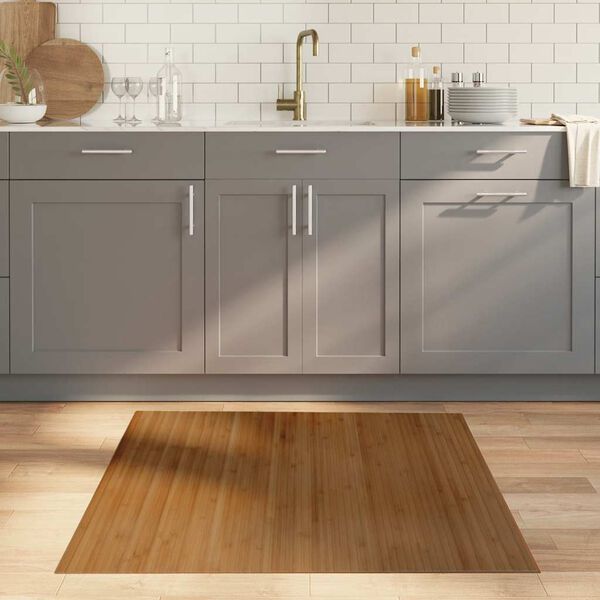 vidaXL Rug Square Brown 100x100 cm Bamboo