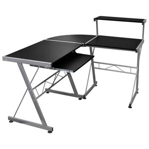 vidaXL Corner Computer Desk Black 132x112x99 cm Engineered Wood