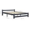 vidaXL Bed Frame without Mattress Dark Grey Solid Pinewood 160x200 cm (322023+2x321990)