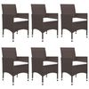 vidaXL 7 Piece Garden Dining Set with Cushions Brown