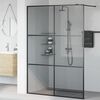 vidaXL Walk-in Shower Wall Black 140 x 195 cm Tempered Glass