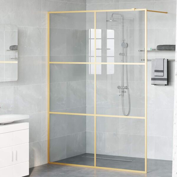 vidaXL Walk-in Shower Wall Gold 140 x 195 cm Tempered Glass