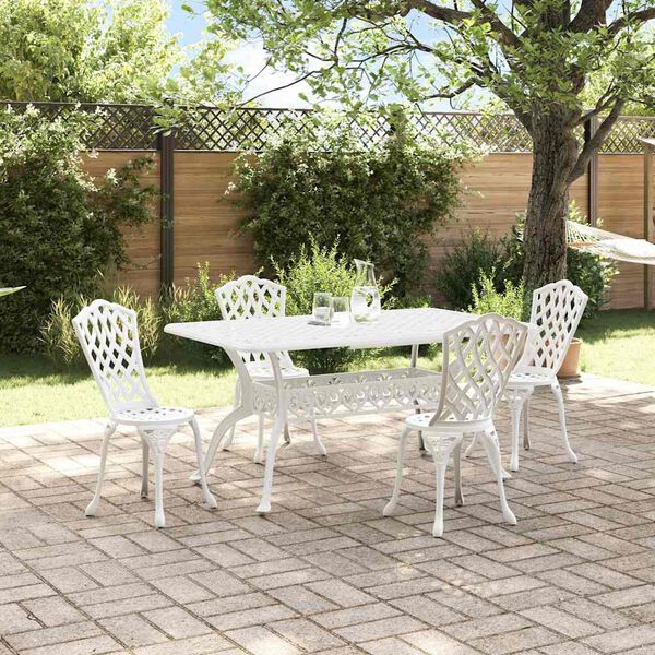 vidaXL Garden Dining Set 5 pcs White Aluminium