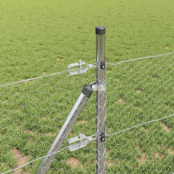 vidaXL Fence Post Silver 25 x 0.6 m (25 mm mesh) Steel