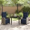 vidaXL Garden Dining Set with Cushion 3 pcs Grey Poly Rattan