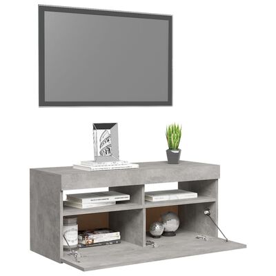 vidaXL TV Cabinet with LED Lights Concrete Grey 90x35x40 cm